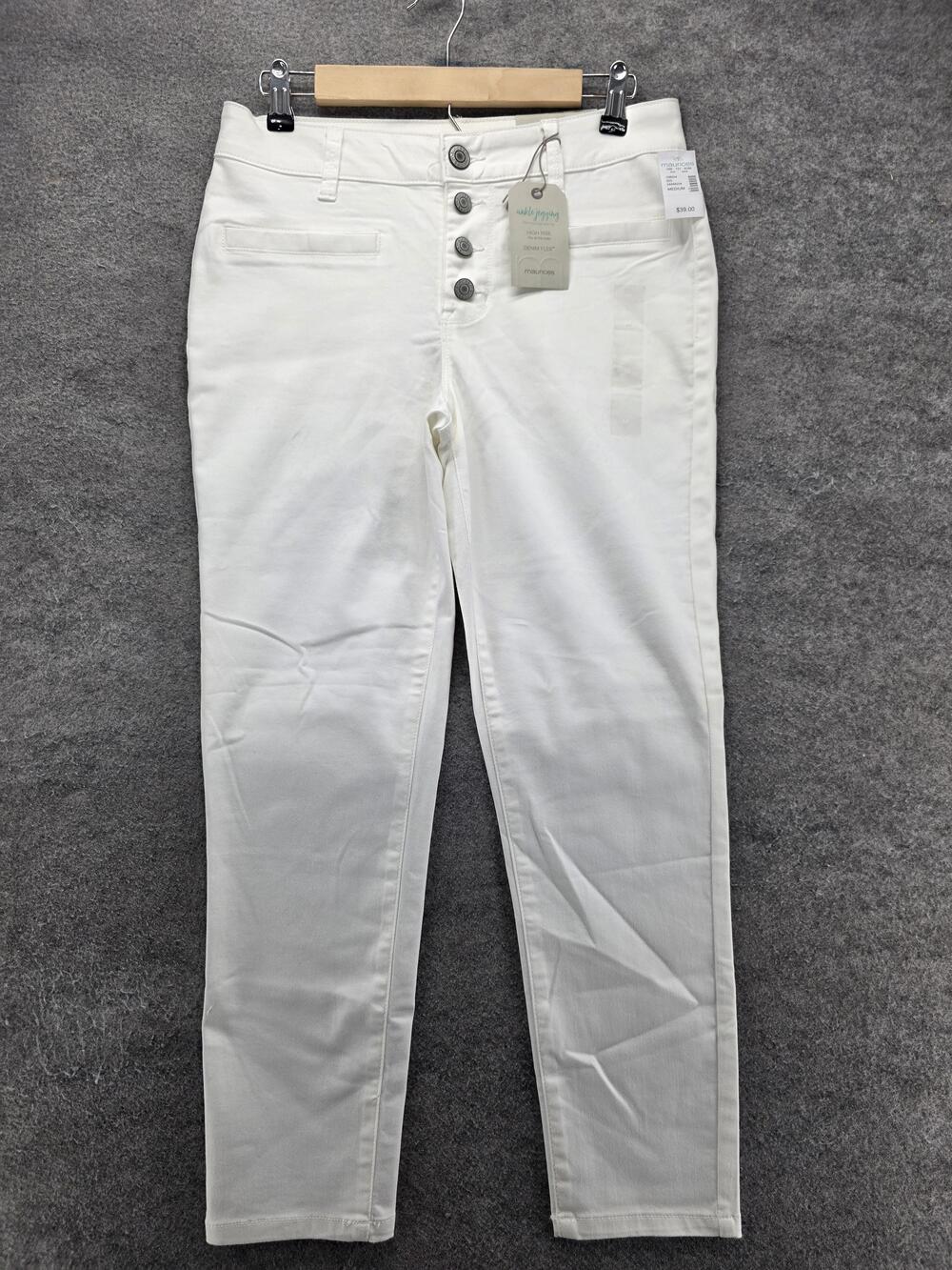 Maurices Jeans Womens M White Jegging Slim High Rise Stretch Denim 27 Inseam